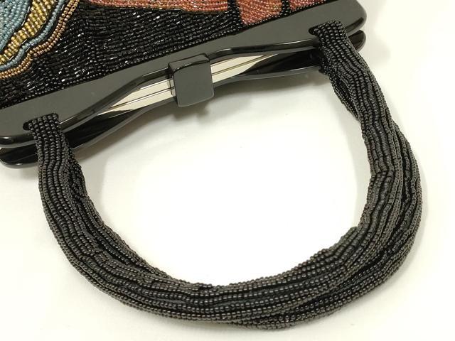 平和屋着物●和装小物 和装バッグ ハンドバッグ ビーズバッグ 幾何学模様 逸品 AABL5377ay