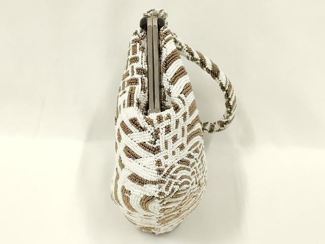 平和屋着物●和装小物 和装バッグ ハンドバッグ ビーズバッグ がま口 網代 逸品 AABL5376ay