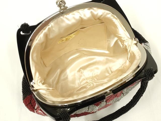平和屋着物●和装小物 和装バッグ ハンドバッグ ビーズバッグ 亀甲繋ぎ 霞文 みよしや扱い 逸品 AABL5381ay