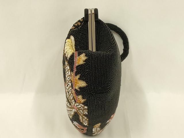 平和屋着物●和装小物 和装バッグ ハンドバッグ ビーズバッグ 花柄 逸品 AABL5387ay