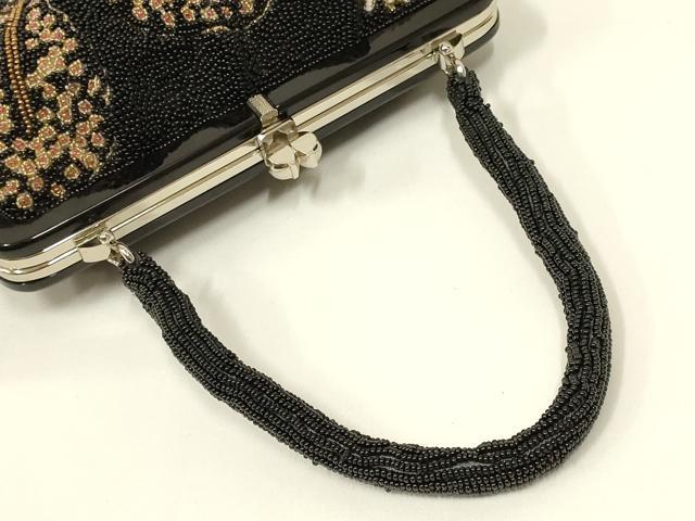 平和屋着物●和装小物 和装バッグ ハンドバッグ ビーズバッグ 花柄 逸品 AABL5387ay