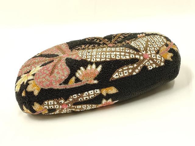 平和屋着物●和装小物 和装バッグ ハンドバッグ ビーズバッグ 花柄 逸品 AABL5387ay