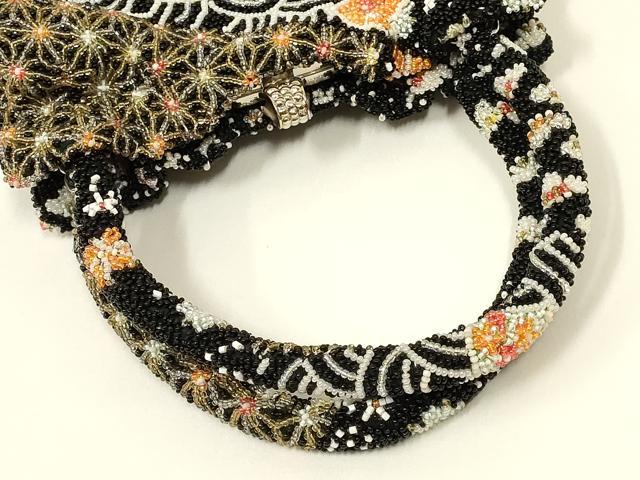 平和屋着物●和装小物 和装バッグ ハンドバッグ ビーズバッグ 手刺繍 切嵌吉祥文 逸品 AABL5388ay