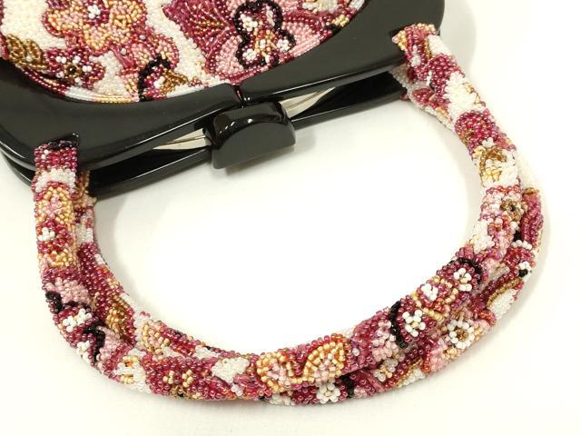 平和屋着物●和装小物 和装バッグ ハンドバッグ ビーズバッグ 花柄 更紗 逸品 AABL5391ay