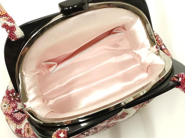 平和屋着物●和装小物 和装バッグ ハンドバッグ ビーズバッグ 花柄 更紗 逸品 AABL5391ay