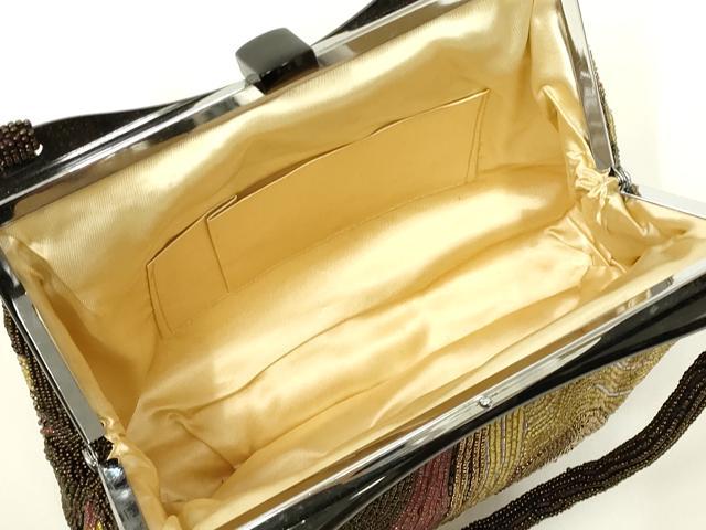 平和屋着物●和装小物 和装バッグ ハンドバッグ ビーズバッグ 幾何学模様 逸品 AABL5393ay