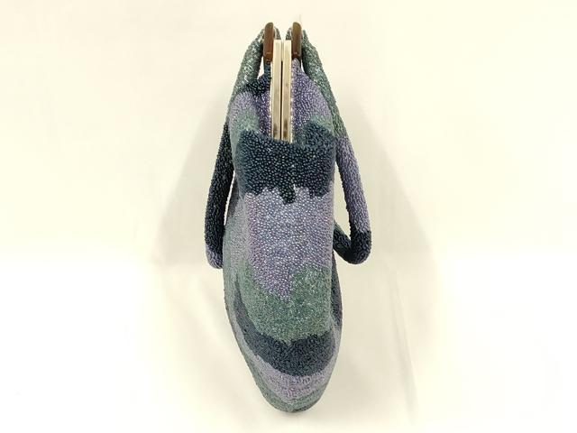 平和屋着物●和装小物 和装バッグ ハンドバッグ ビーズバッグ 幾何学模様 逸品 AABL5397ay