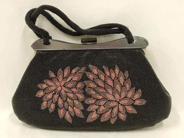 平和屋着物●和装小物 和装バッグ ハンドバッグ ビーズバッグ 花柄 逸品 AABL5398ay