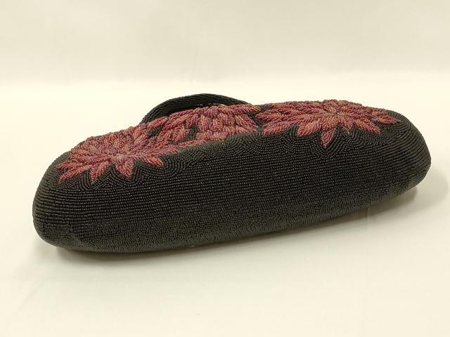 平和屋着物●和装小物 和装バッグ ハンドバッグ ビーズバッグ 花柄 逸品 AABL5398ay