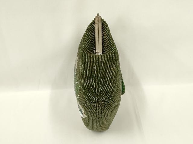 平和屋着物●和装小物 和装バッグ ハンドバッグ ビーズバッグ がま口 花柄 逸品 AABL5399ay