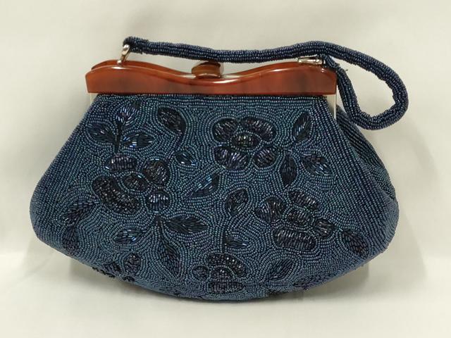平和屋着物●和装小物 和装バッグ ハンドバッグ ビーズバッグ 花柄 逸品 AABL5400ay