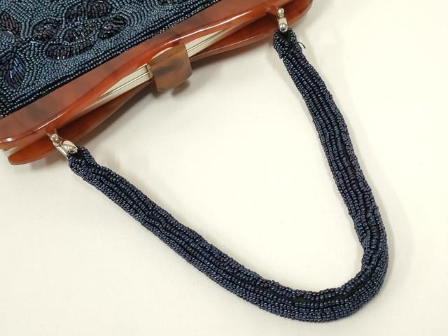 平和屋着物●和装小物 和装バッグ ハンドバッグ ビーズバッグ 花柄 逸品 AABL5400ay