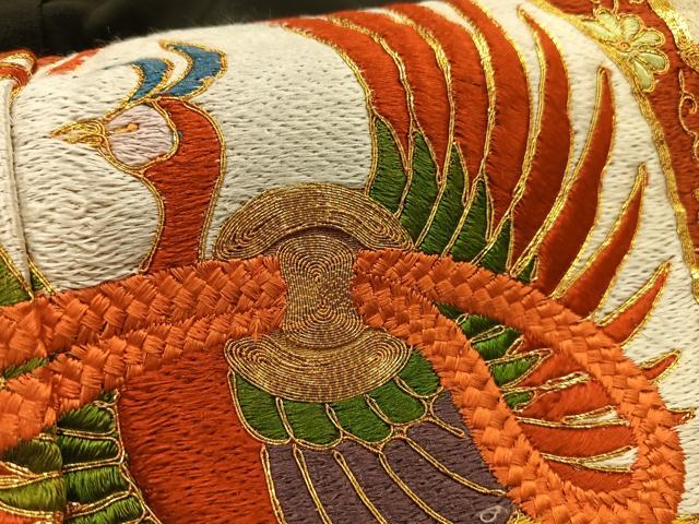 平和屋着物■豪華黒留袖 駒刺繍 鳳凰鏡裏文 暈し染め 金彩 正絹 逸品 AABL5401oa