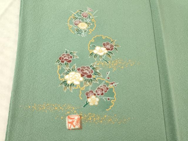 平和屋着物●上質な色無地 利休鼠色 正絹 逸品 AABL5466ck