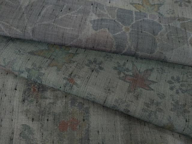 平和屋着物●上質な紬 横段花文 百柄 正絹 逸品 AABL5476ck