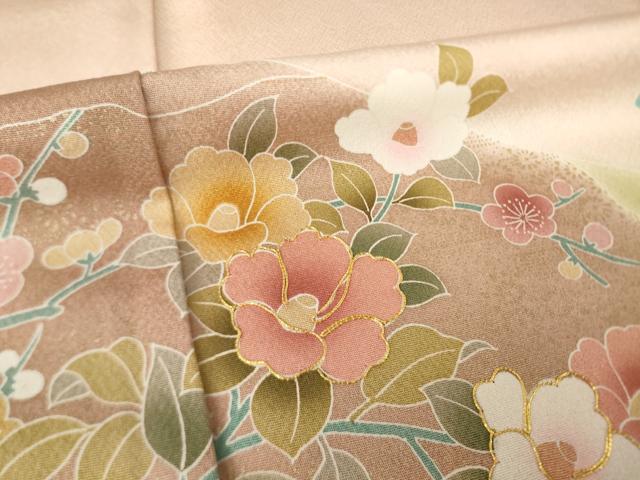 平和屋着物●訪問着 友禅 駒刺繍 草花文 正絹 逸品 AABL5477ck