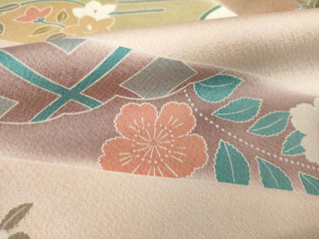 平和屋着物●訪問着 友禅 駒刺繍 草花文 正絹 逸品 AABL5477ck
