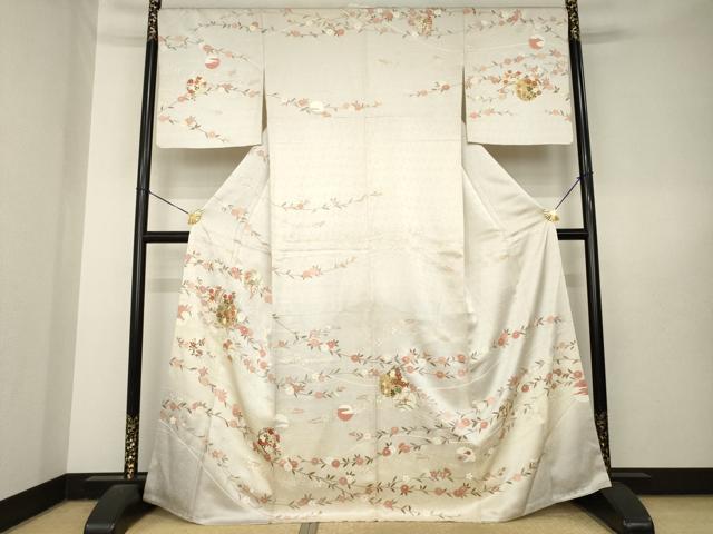 平和屋着物●訪問着 駒刺繍 雪輪花文 金彩 正絹 逸品 AABL5491ck