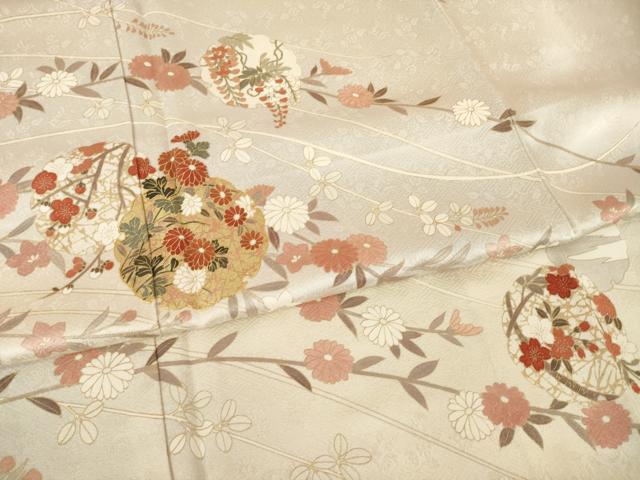 平和屋着物●訪問着 駒刺繍 雪輪花文 金彩 正絹 逸品 AABL5491ck
