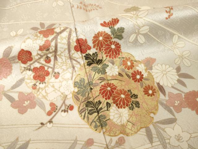 平和屋着物●訪問着 駒刺繍 雪輪花文 金彩 正絹 逸品 AABL5491ck