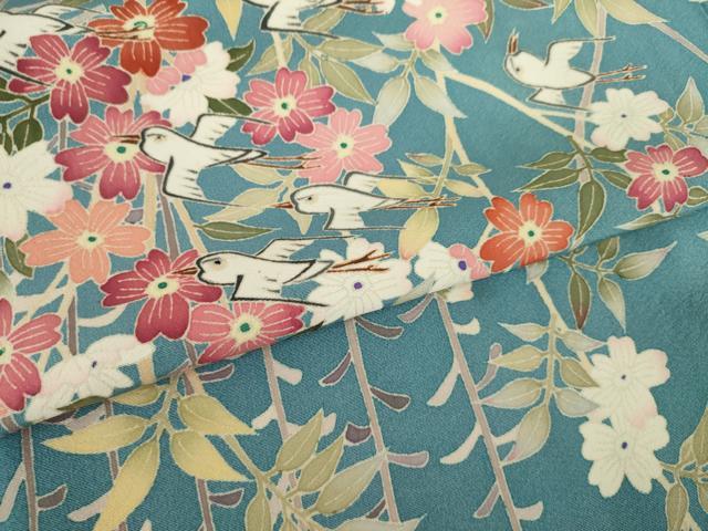 平和屋着物●本加賀友禅作家 西川健一 訪問着 花鳥文 正絹 逸品 AABL5497ck