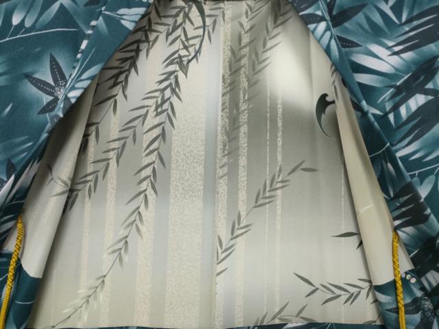 平和屋着物#長羽織 草花文 丹後ちりめん 反端付き 正絹 逸品 AABL5501ck