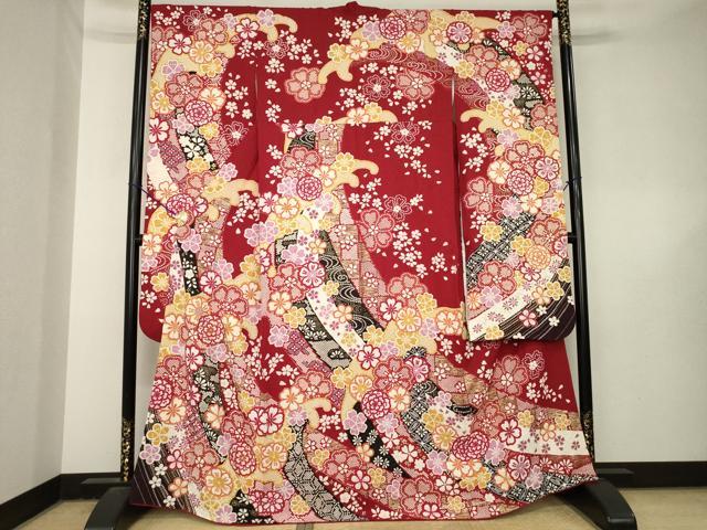 平和屋着物●豪華振袖 駒刺繍 流水花文 金彩 銀通し地 正絹 逸品 AABL5510ck