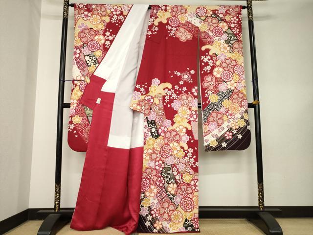 平和屋着物●豪華振袖 駒刺繍 流水花文 金彩 銀通し地 正絹 逸品 AABL5510ck