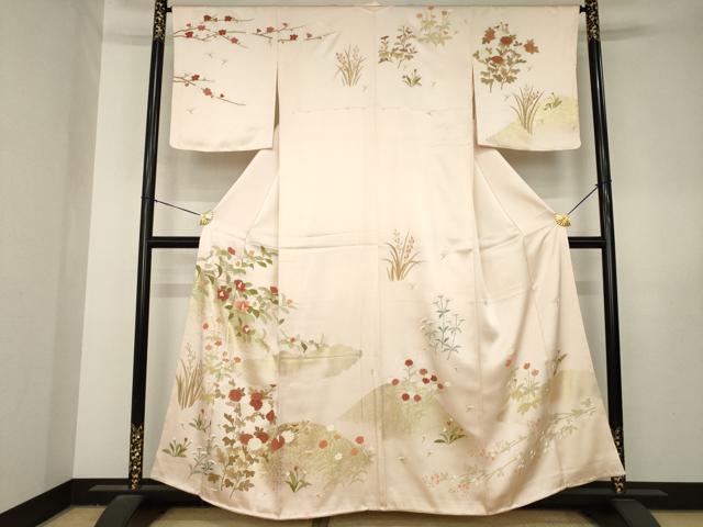 平和屋着物●訪問着 草花文 金彩 正絹 逸品 AABL5513ck