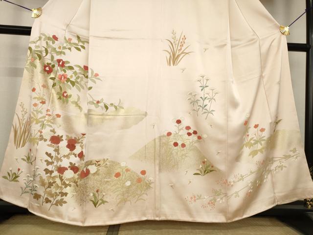 平和屋着物●訪問着 草花文 金彩 正絹 逸品 AABL5513ck