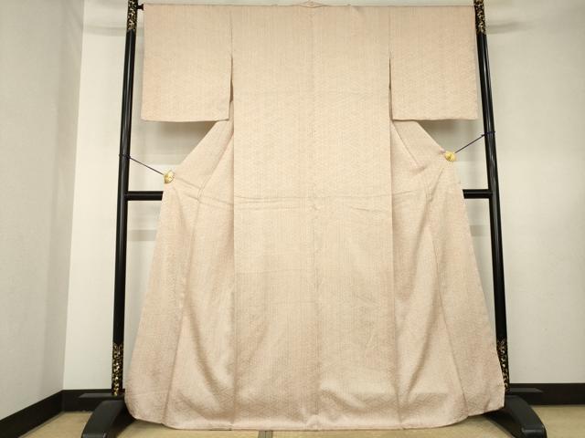 平和屋着物●上質な小紋 杢目絞り 菱地紋 正絹 逸品 AABL5514ck