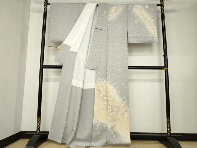 平和屋着物●訪問着 舞桜文 暈し染め 金彩 正絹 逸品 AABL5515ck