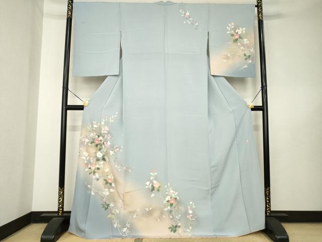 平和屋着物●訪問着 友禅 作家物 枝花文 暈し染め 金銀彩 ロング丈 正絹 逸品 AABL5518ck
