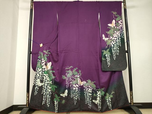 平和屋着物●豪華振袖 藤花房 花蝶文 金銀彩 正絹 逸品 AABL5519ck