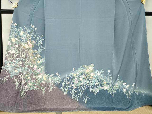 平和屋着物●訪問着 友禅 草花文 ロング丈 正絹 逸品 未使用 AABL5521ck