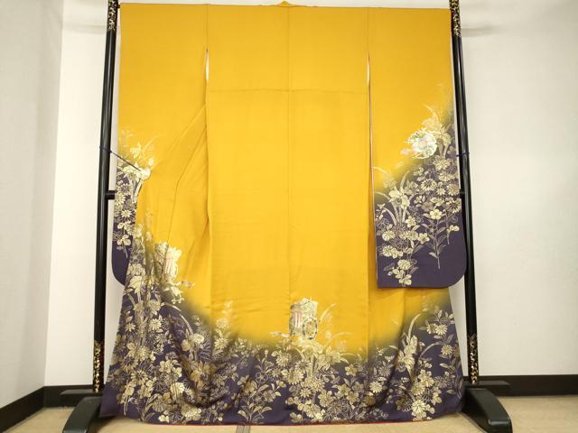 平和屋着物●豪華振袖 御所車文 暈し染め 金銀彩 正絹 逸品 AABL5526ck