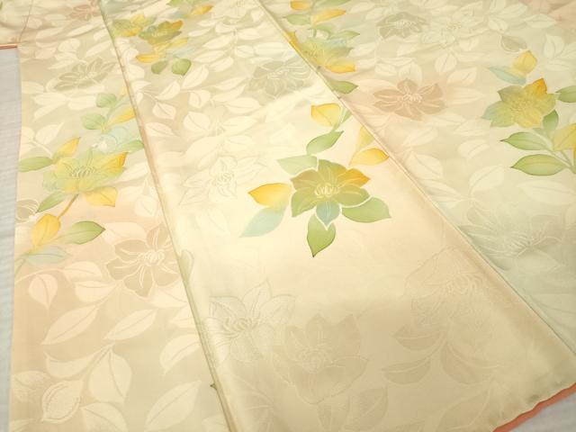 平和屋着物●上質な小紋 地紋起こし 草花文 正絹 逸品 AABL5528ck