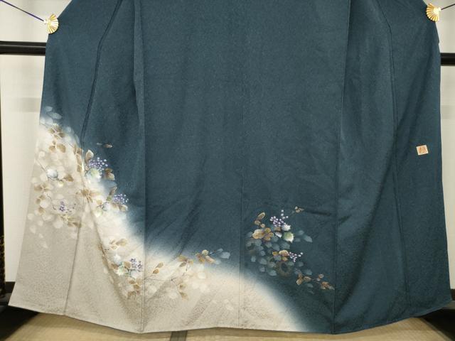 平和屋着物●和紙染染色作家・植村彩弘 訪問着 手描き 枝花文 暈し染め 金銀彩 正絹 逸品 AABL5537ck