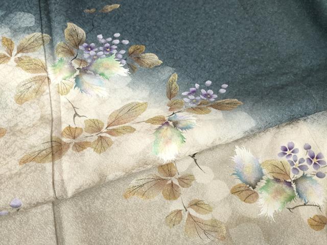 平和屋着物●和紙染染色作家・植村彩弘 訪問着 手描き 枝花文 暈し染め 金銀彩 正絹 逸品 AABL5537ck