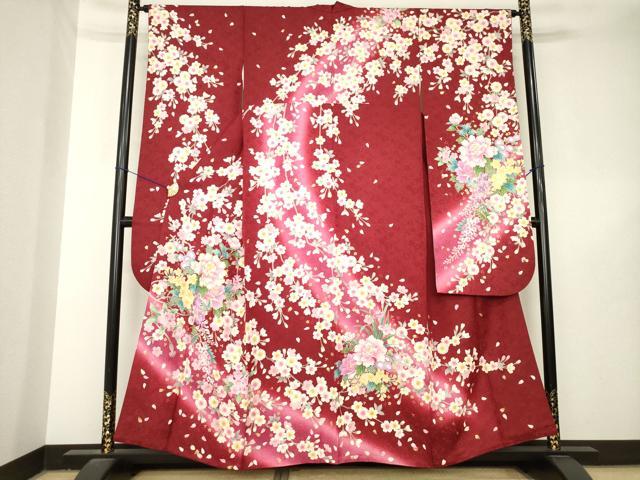 平和屋着物●豪華振袖 駒刺繍 花篭文 暈し染め 金彩 金通し地 正絹 逸品 AABL5538ck