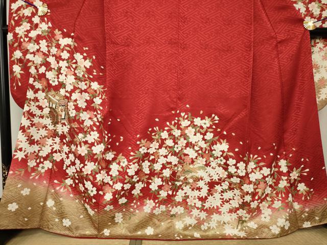 平和屋着物●豪華振袖 駒刺繍 御所車花文 暈し染め 金彩 鈴乃屋扱い 正絹 逸品 AABL5541ck
