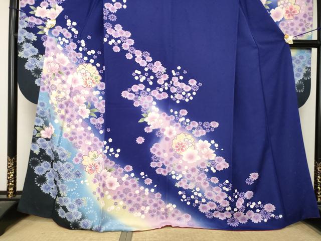 平和屋着物●豪華振袖 駒刺繍 流水花文 暈し染め 正絹 逸品 AABL5542ck