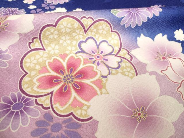平和屋着物●豪華振袖 駒刺繍 流水花文 暈し染め 正絹 逸品 AABL5542ck