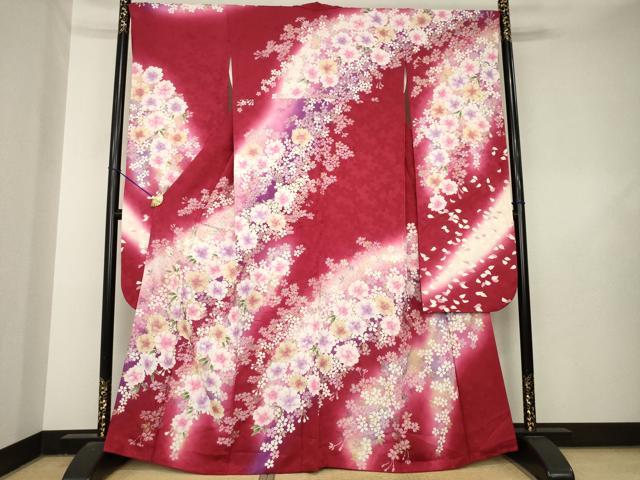 平和屋着物●豪華振袖 刺繍 流水花文 暈し染め 金銀糸 金銀彩 正絹 逸品 AABL5544ck