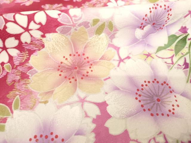 平和屋着物●豪華振袖 刺繍 流水花文 暈し染め 金銀糸 金銀彩 正絹 逸品 AABL5544ck