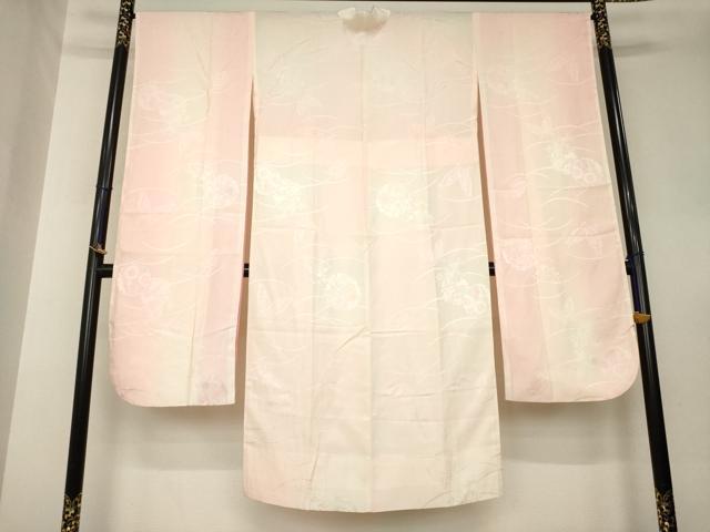 平和屋着物●振袖用長襦袢 無双仕立て 雪輪花蝶地紋 暈し染め 正絹 逸品 AABL5545ck