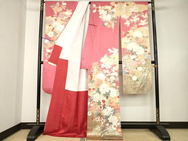 平和屋着物●豪華振袖 雲取り花文 金彩 ロング丈 正絹 逸品 AABL5553ck