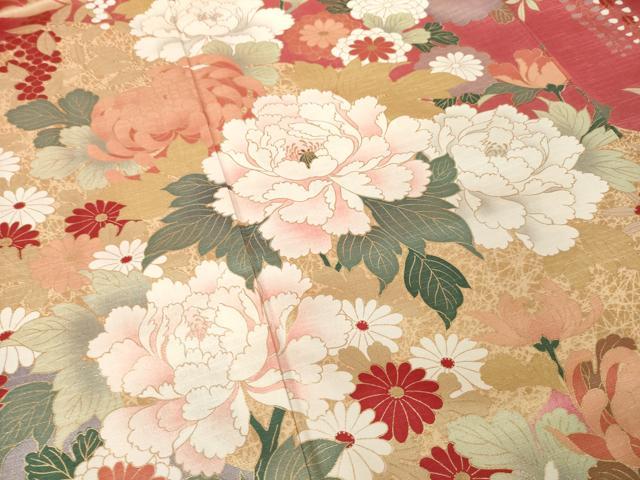 平和屋着物●豪華振袖 雲取り花文 金彩 ロング丈 正絹 逸品 AABL5553ck
