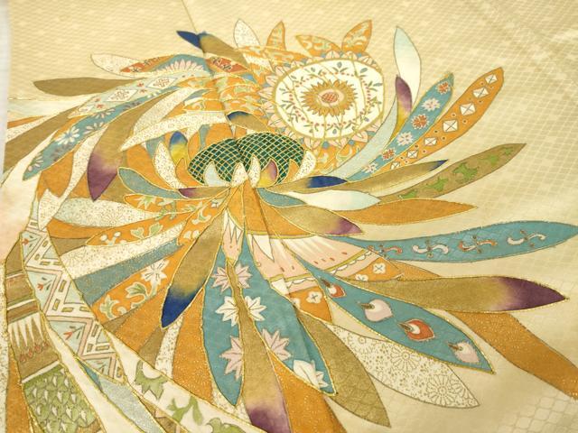 平和屋着物●豪華色留袖 駒刺繍 舞花文 金彩 正絹 逸品 AABL5556ck