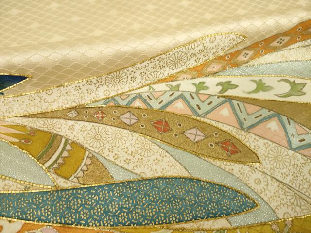 平和屋着物●豪華色留袖 駒刺繍 舞花文 金彩 正絹 逸品 AABL5556ck